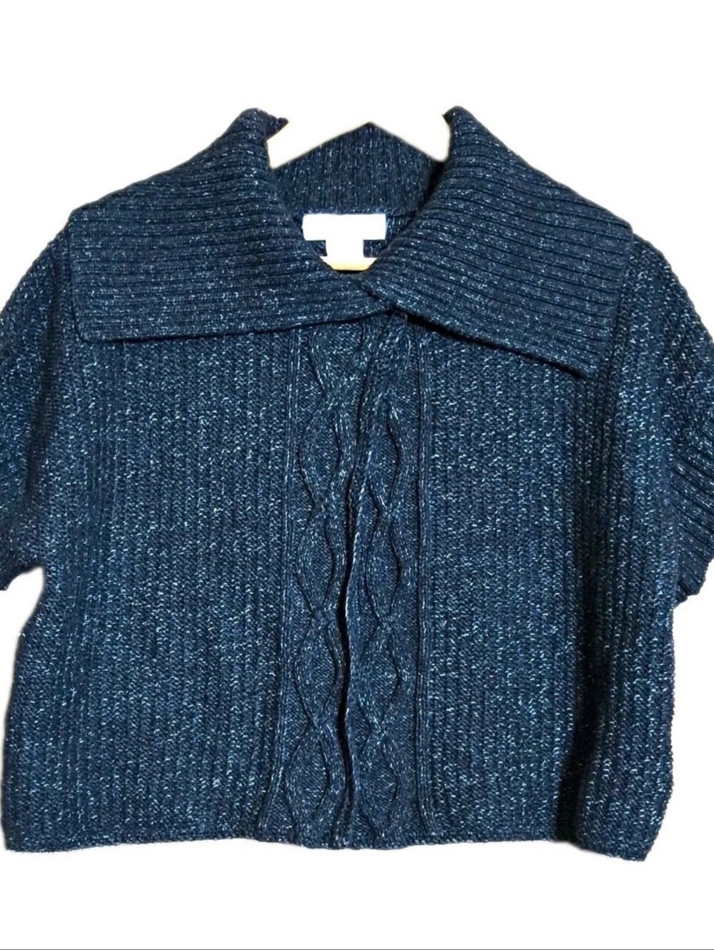 MICHAEL Michael Kors Womens Sz L Gray Cable-Knit Cowl Neck Short Sleeve Sweater